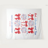 Tenture Rouge blanc et deux filles 2e fête d'anniversaire (Devant (Horizontal))