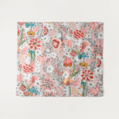 TENTURE ROUGE BLEU JAUNE FLEURS SAUVAGES TULIPES, FEUILLES (Devant (Horizontal))