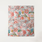 TENTURE ROUGE BLEU JAUNE FLEURS SAUVAGES TULIPES, FEUILLES (Devant)