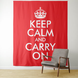 Tenture Rouge et blanc Gardez le calme et continuer