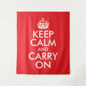 Tenture Rouge et blanc Gardez le calme et continuer (Devant)