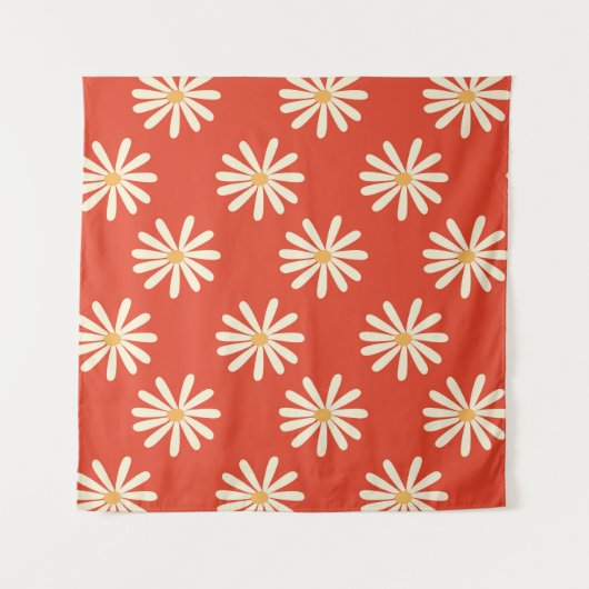 Tenture rouge et moutarde années 1970 super rétro rétro fl (Devant (Horizontal))