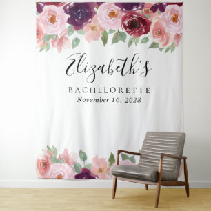 Tenture Rouge Floral Aquarelle Burgundy Enterrement de Vie