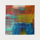 TENTURE ROUGE JAUNE BLEU ET BLANC PEINTURE ABSTRAITE (Devant (Horizontal))