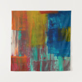 TENTURE ROUGE JAUNE BLEU ET BLANC PEINTURE ABSTRAITE (Devant)