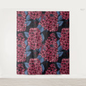 Tenture Rouge lilas sur bleu foncé (Devant)