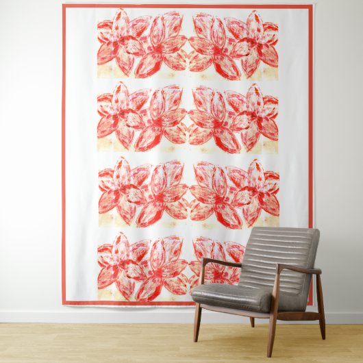 Tenture Rouge Lilium oriental (En situation)