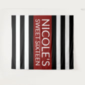Tenture Rouge Noir & Blanc Doux 16 Anniversaire fond (Devant (Horizontal))