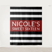 Tenture Rouge Noir & Blanc Doux 16 Anniversaire fond (Devant)