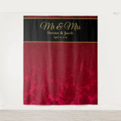 Tenture Rouge or Noir Noël Mariage d'hiver fond (Devant)