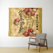 Tenture Rouge or Parties scintillant Ballons doux 16 (En situation (horizontale))