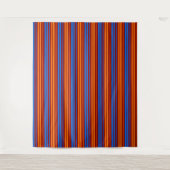 Tenture Rouge Orange Bleu Design à Rayures Verticales (Devant)