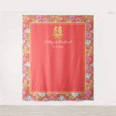 Tenture Rouge Peranakan floral chinois mariage fond (Devant)