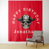 Tenture ROUGE Pirate Crâne Capitaine Pirate Jack Tapestry (En situation)