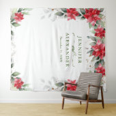 Tenture Rouge Poinsettia Mariage d'hiver Photo Booth fond (En situation (horizontale))