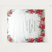 Tenture Rouge Poinsettia Mariage d'hiver Photo Booth fond (Devant (Horizontal))