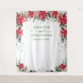Tenture Rouge Poinsettia Mariage d'hiver Photo Booth fond (Devant)