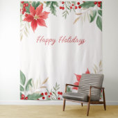 Tenture Rouge Poinsettia Noël (En situation)