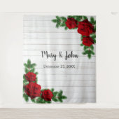 Tenture Rouge Roses & Pine Branche Mariage Fond photo (Devant)