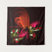 Tenture Rouge Vert Floral Moderne Art Abstrait Motif #02 (Devant (Horizontal))