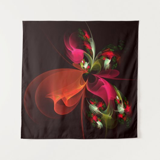 Tenture Rouge Vert Floral Moderne Art Abstrait Motif #02 (Devant)