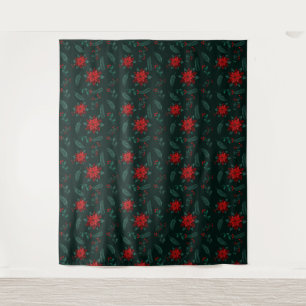 Tenture Rouge Vert Floral Motif Wrappin Wreath