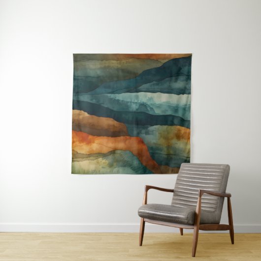 Tenture Rouille et Turquoise (En situation (horizontale))