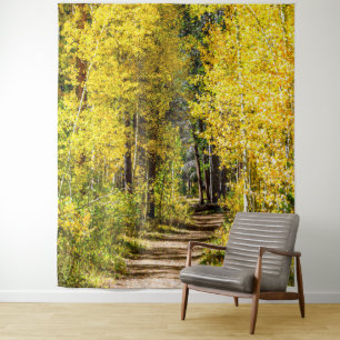 Tenture Route des arbres jaunes // Randonnée à l'automne