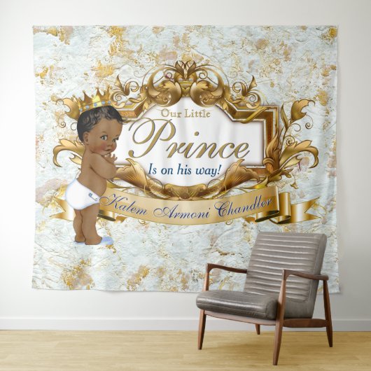 Tenture Royal African Prince Marble Gold & Blue Backdrop (En situation (horizontale))