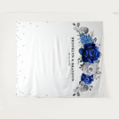 Tenture Royal Bleu argent Métallo Mariage floral (Devant (Horizontal))