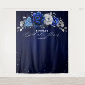 Tenture Royal Bleu Blanc Argent Floral Brides rubans (Devant)