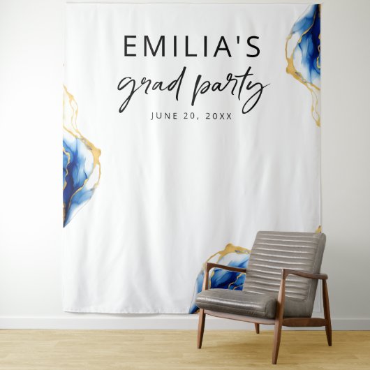 Tenture Royal Bleu Jaune Or Élégant Arrière-plan (En situation)