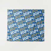 Tenture Royal Blue & Bronze Gold Graduation Backdrop (Devant (Horizontal))