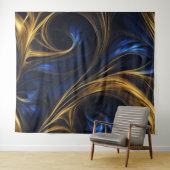 Tenture Royal Blue Gold Abstrait Swirl (En situation (horizontale))