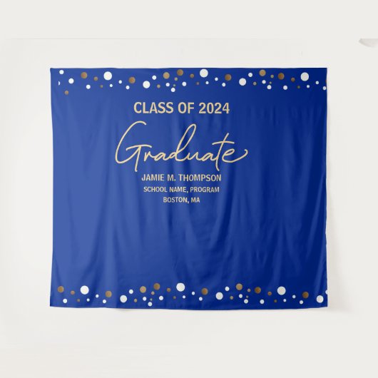 Tenture Royal Blue Gold Class of 2023 backdrop graduation (Devant (Horizontal))