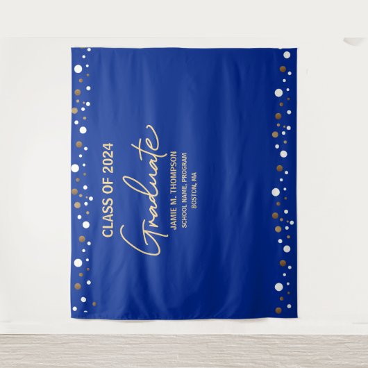 Tenture Royal Blue Gold Class of 2023 backdrop graduation (Devant)