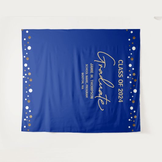 Tenture Royal Blue Gold Class of 2024 backdrop graduation (Devant (Horizontal))