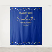 Tenture Royal Blue Gold Classe of Grad backdrop graduation (Devant)