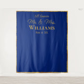 Tenture Royal Blue Gold Edge M. Mme Mariage Wall Backdrop (Devant)