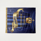 Tenture Royal Blue Gold Prince Joyeux anniversaire (Devant (Horizontal))