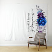 Tenture Royal Blue Purple Lilac Blooms Wedding Backdrop (En situation (horizontale))