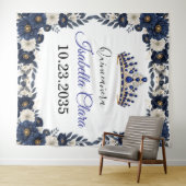 Tenture Royal Blue Quinceanera Backdrop Tapestry (En situation (horizontale))