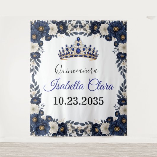 Tenture Royal Blue Quinceanera Backdrop Tapestry (Devant)