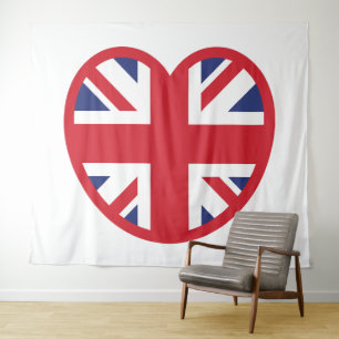 Tenture Royaume-Uni Union Jack Flag Heart