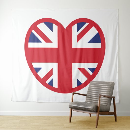 Tenture Royaume-Uni Union Jack Flag Heart (En situation (horizontale))