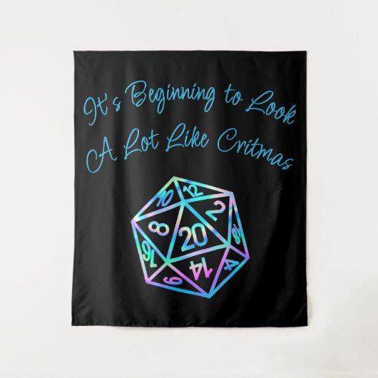 Tenture RPG Critmas | Holo Retro Tabletop Role Player Dice (Devant)