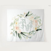 Tenture Ruban de mariage floral aquarelle vert et pêche (Devant (Horizontal))