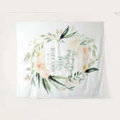 Tenture Ruban de mariage floral aquarelle vert et pêche (Devant (Horizontal))