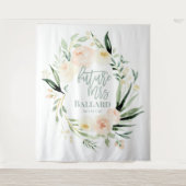 Tenture Ruban de mariage floral aquarelle vert et pêche (Devant)