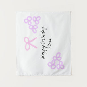 Tenture Ruban rose floral violet pastel joyeux anniversair